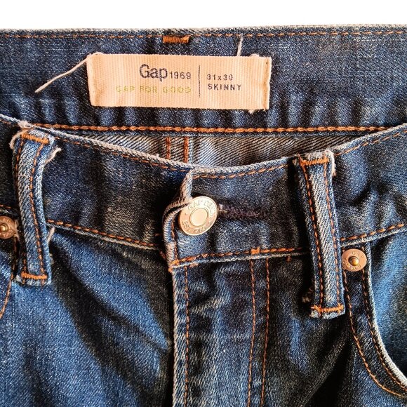 31x30 Men's Jeans Gap 1969 Skinny Resin Fade 32x30 actual measurements Stretch - Picture 6 of 6
